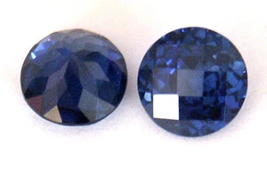 Top Grade Synthetic Deep Blue Sapphire Round Checkboard cut, sizes 4.5 - 7 mm - Picture 1 of 7
