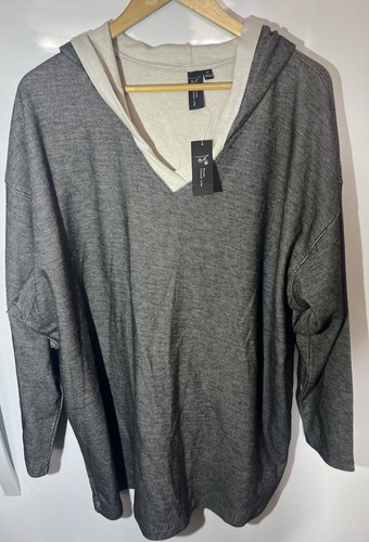 OFF WHITE Felpa con cappuccio Focus Casual Life donna tunica media a righe panna nuova con etichetta