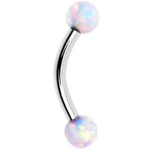 3mm White Opal Ball Internal Threaded Surgical Steel Eyebrow Ring 16g 5/16" - Picture 1 of 4