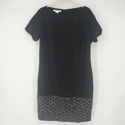 Vestido recto Les Copains de lana virgen tweed con paneles mangas abullonadas negro talla 46/10 Foto 1 de 4