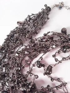 Neu Chicos 10 Strang Halskette Schokoladenfarbene Kunstperlen Zartes Kettengeflecht - Bild 1 von 5