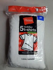 Hanes Boys White T-Shirts Size 4T NOS 2008 - Picture 1 of 5