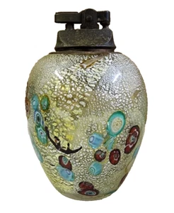 VTG Murano Glass Alfredo Barbini Aventurine Millefiori Table Lighter 1960s Light - Picture 1 of 14