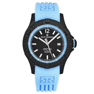 Revue Thommen para hombre esfera negra velocidad aire correa de goma azul automática 16070.4675 - Imagen 1 de 7