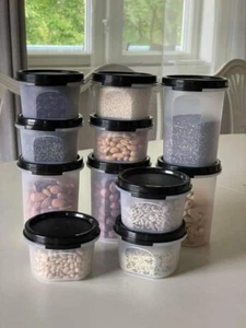 Juego de 12 sellos negros Tupperware Modular Mates Rounds - Imagen 1 de 1
