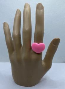 New Lucite Heart Ring In Flamingo Pink Many Sizes Available - Picture 1 of 7
