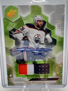 2020-21 Upper Deck SPX Leon Draisaitl 3 Color Patch Autograph 12/15 SP