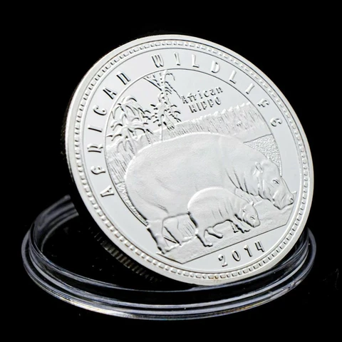 Zambia 1000 kwacha 2014 UNC Hippo Hippopotamus Africa Silver Plated Coin Cover
