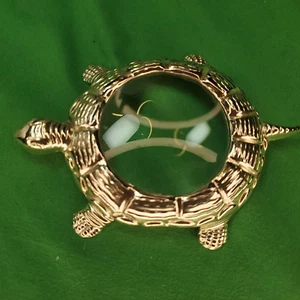 Vintage Gorham Silver Plate Over Brass Turtle Magnifying Glass Paperweight 4" - Picture 1 of 6