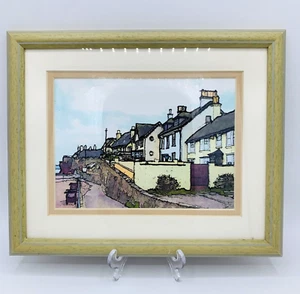 Cuadro colgante de pared con estampado de escena costera de playa enmarcado Cornualles Devon - Imagen 1 de 5