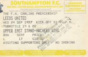Ticket - Southampton v Leeds United 24.09.97 - Picture 1 of 1