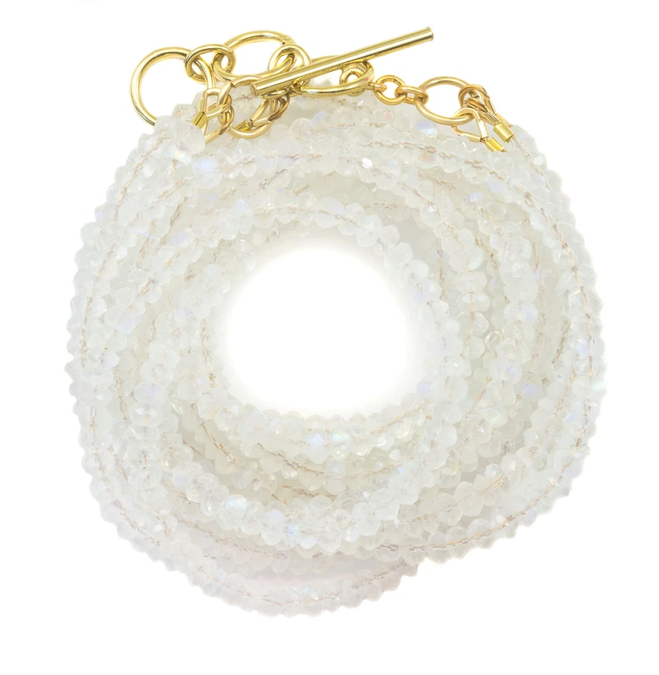 Collar o pulsera envolvente de piedra lunar 14k GF tres hilos ajustables 7 8 22 pulgadas Foto 1 de 4