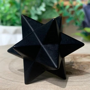 Piedra de obsidiana natural tallada Merkaba 57G cristal de cuarzo tallado curación - Imagen 1 de 18