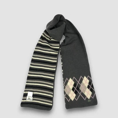 Bufanda de lana vintage Lacoste de punto acanalado calentador de invierno bufandas de cuello de Navidad Foto 1 de 4