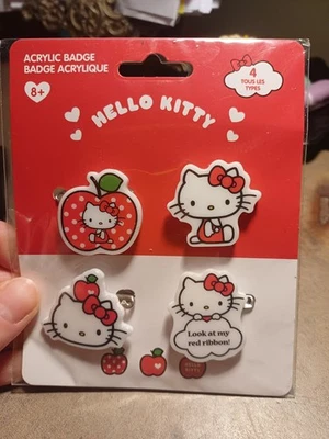 Hello Kitty 4 x Acryl Abzeichen Set ~ Brandneu ~ Sanrio - Bild 1 von 2
