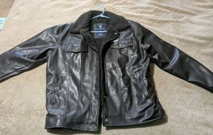 Vintage U.S. Polo Assn. L PVC Lederjacke Jacke mit Kunstfell - Bild 1 von 4