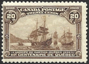 Canada 1908 SG#195 20c Dull Brown, Quebec, Sailing Ships, MH #F11659 - Bild 1 von 2