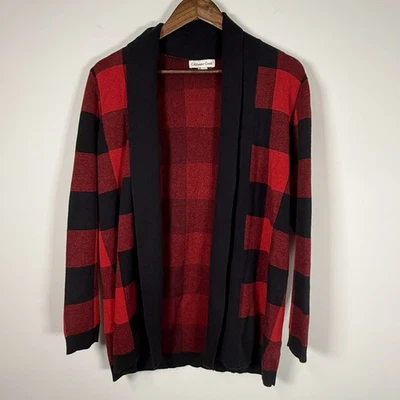 Suéter para mujer Coldwater Creek Buffalo a cuadros rojo negro talla mediana Foto 1 de 4