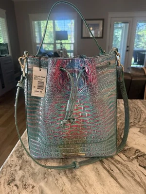 Bolso de Mano Brahmin Marlowe Aleta Azul Melbourne Cuero Genuino Foto 1 de 4