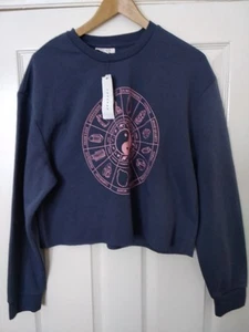 Topshop Cutoff Ying Yang And Crystals Sweatshirt Festival Style SIZE M - Picture 1 of 5