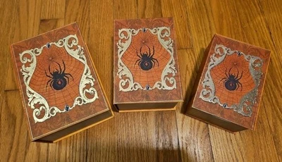 Шикарный 3 шт. гнездование коробка для хранения викторианской готики Хэллоуин паук страшная история - Изображение 1 из 4