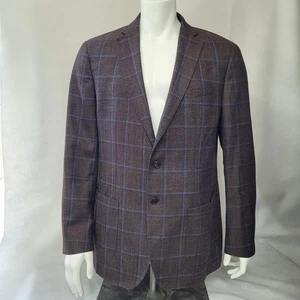 Blazer Peter Millar Collection Para Hombre 44L Marrón Azul Lana A Cuadros Seda Cachemira - Imagen 1 de 13