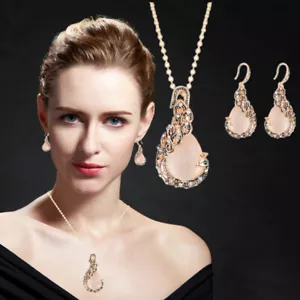 Bridal Crystal Wedding Jewelry Set Alloy Necklace Earrings Rhinestone UK - Imagen 1 de 7