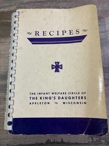 #X  The King's Daughter APPLETON Wisconsin Local family Recipes COOKBOOK 1950s - Imagen 1 de 6