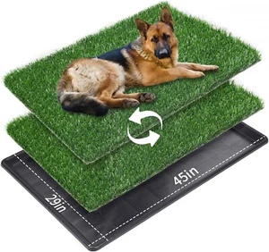 XX-LARGE 2 Dog Grass Pee Pads+Tray Indoor Puppy Training Toilet Litter Box 45X29 - Picture 1 of 7