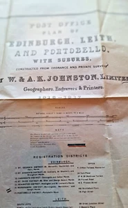 EDINBURGH: Huge Antique map Post Office boundaries history 1917 Leith Portabello - Picture 1 of 9