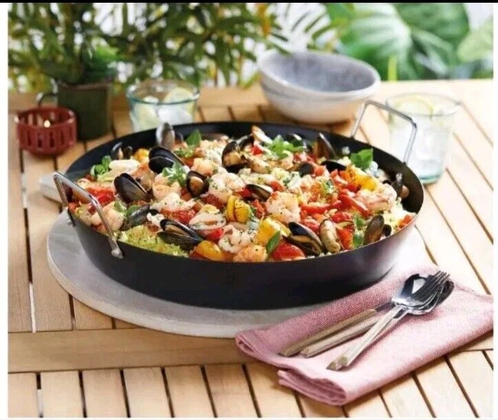 CROFTON PAELLA PAN HEAVY DUTY METAL STEEL LARGE FOOD 38cm-DEEP 7cm-5.7L MULTIUSE - Image 1 of 4