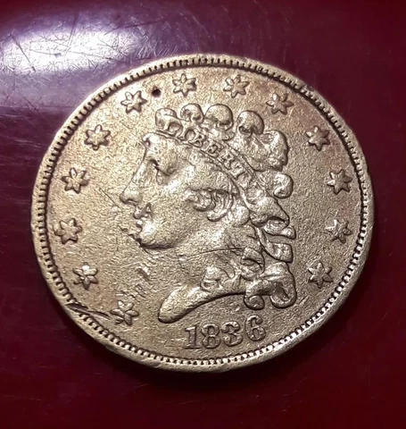 1836 Classic Head Early Gold Quarter Eagle $2.50 Cover