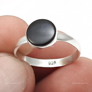 Round Black Onyx Stone 925 Sterling Silver Bezel Band Handcrafted Ring Jewelry - Bild 1 von 9