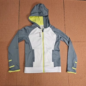 Reebok Girls Youth Full Zip Hoodie Fleece Jacket Medium White Track S6a - Picture 1 of 10