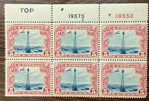 Six Stamp Plate Block 1928 Beacon in the Rockies Air Mail Stamp SC C11 MNH - Picture 1 of 1