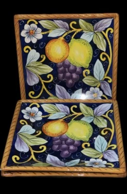 Tabletops Unlimited VILLA BELLAGIO 8.5" Square Salad Plate Fruit Lime Floral - Image 1 of 4