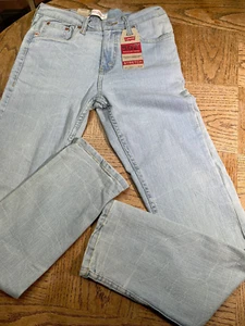 Levi s 502 Girls Jeans Size 16 Regular Taper Fit Stretch Mid Rise Light Wash NWT - Picture 1 of 10