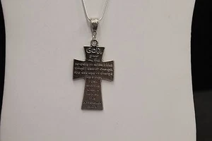 Serenity Prayer Cross Pendant on Silver Chain - Picture 1 of 3