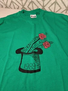 VTG Hanes Fifty Fifty T-Shirt L Green 80s: "Burnside Brigade 1989" Made in USA - Picture 1 of 5