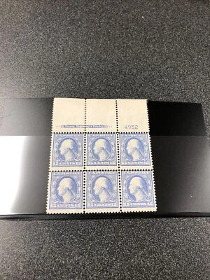 US 340 Washington 15C Plate Block of 6 Light Hinged On 3 Stamps - Wide Top  - Image 1 of 4