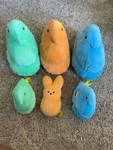 Peeps Plush Large and Small Chicks and Bunny Set of 6 - Picture 1 of 1