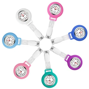 Unisex Nurse Doctor Watch Brooch Clip On Hanging Pocket Fob Watch Silicone Cover - Picture 1 of 20
