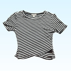 Urban Outfitters Black and White Striped Criss Cross Overlap Crop Top | Size XS 