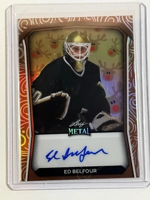 2024 Leaf Metal Holiday Blackhawks HOF Ed Belfour autógrafo bronze verdadeiro 1/1 - Imagem 1 de 3