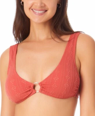 California Waves Women Juniors' Jacquard Bralette Bikini Top Orange Size Large - Image 1 of 2