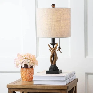 Antlers Mini Table Lamp LED Resin Iron Black Brown - Picture 1 of 12