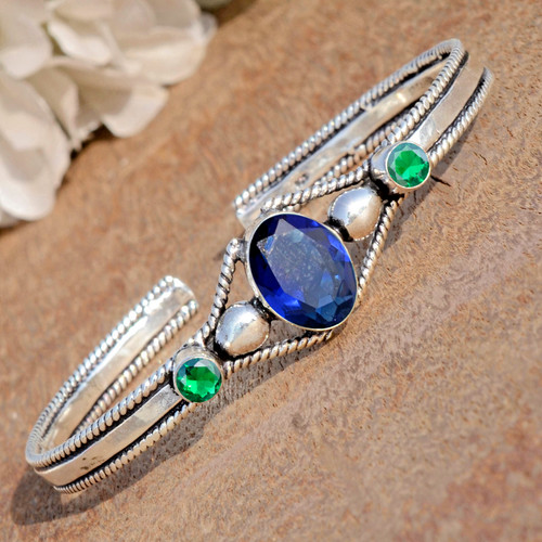 VALENTINO Bracciale Tanzanite pietra preziosa taglio diopside argento sterling 925 bellissimo regalo