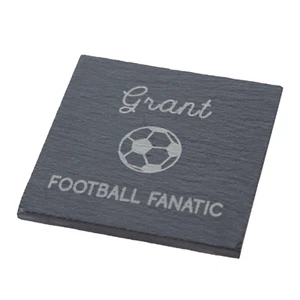 Personalised Football Fanatic Slate Coaster 10cm Square Craft Design Name - Picture 1 of 5