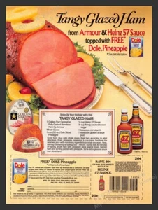 Heinz 57 Sauce "Tangy Glazed Ham" Recipe 1980s Print Advertisement Ad 1987 - Picture 1 of 1