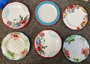 6 Pioneer Woman Mixed Lot Stoneware 10" Dinner Plates - Picture 1 of 13